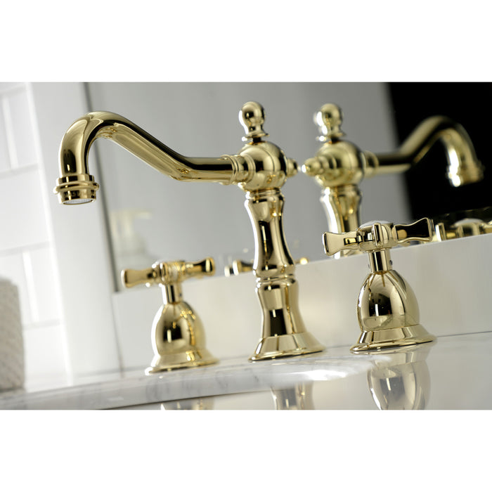 Hamilton KS1972NX Two-Handle 3-Hole Deck Mount Widespread Bathroom Faucet with Brass Pop-Up, Polished Brass