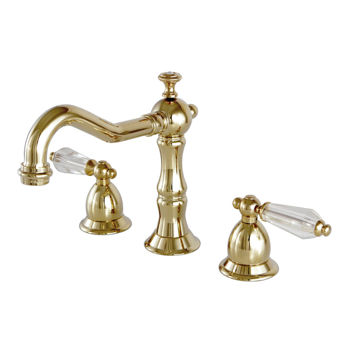 Wilshire KS1972WLL Two-Handle 3-Hole Deck Mount Widespread Bathroom Faucet with Brass Pop-Up, Polished Brass