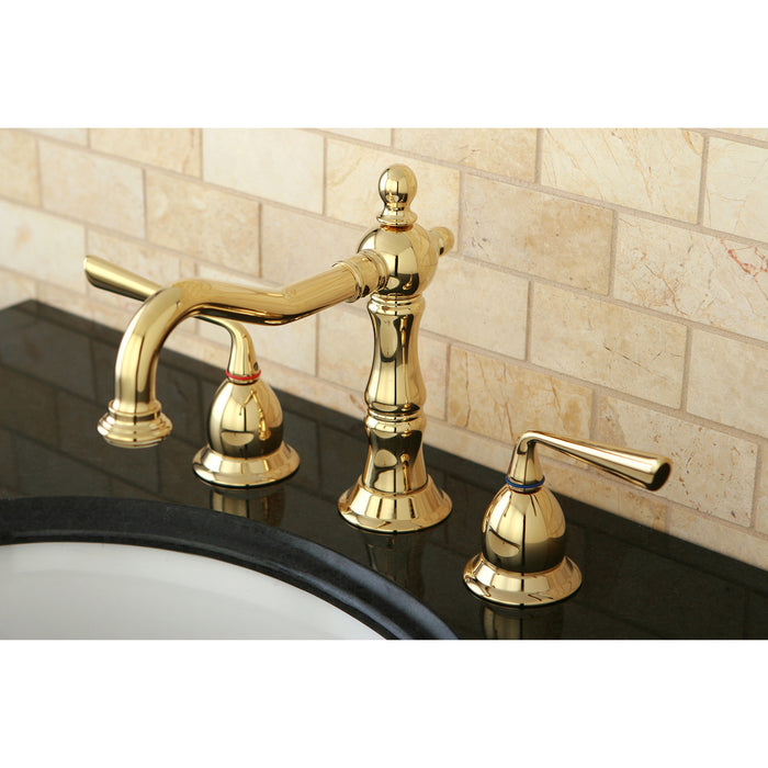 Silver Sage KS1972ZL Two-Handle 3-Hole Deck Mount Widespread Bathroom Faucet with Brass Pop-Up, Polished Brass