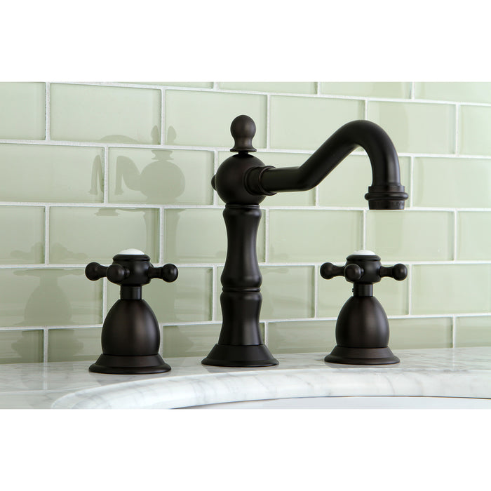Kingston Heirloom KS1975BX - Heritage Two-Handle 3-Hole Deck Mount Widespread Bathroom Faucet with Brass Pop-Up, Oil Rubbed Bronze