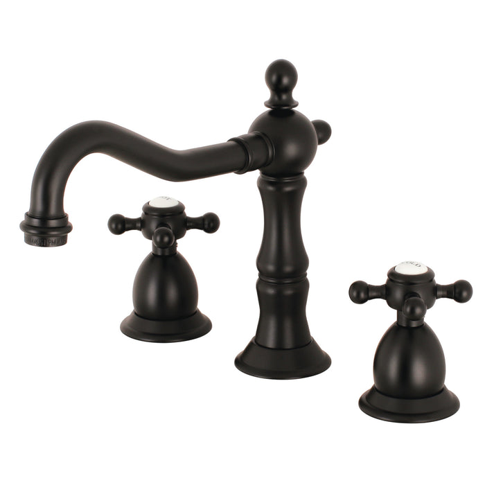 Kingston Heirloom KS1975BX - Heritage Two-Handle 3-Hole Deck Mount Widespread Bathroom Faucet with Brass Pop-Up, Oil Rubbed Bronze