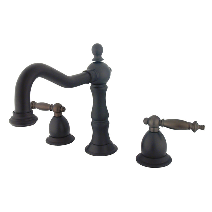 Heritage KS1975TL Two-Handle 3-Hole Deck Mount Widespread Bathroom Faucet with Brass Pop-Up, Oil Rubbed Bronze