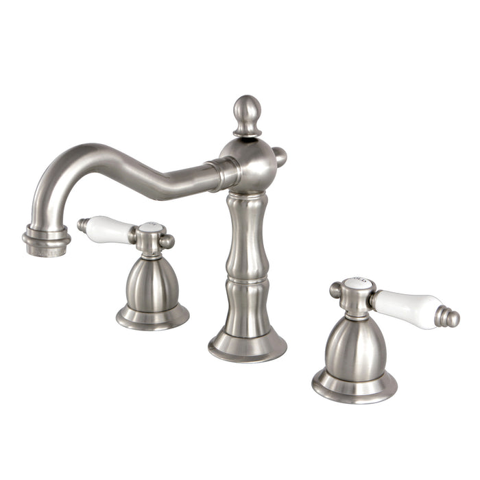 Bel-Air KS1978BPL Two-Handle 3-Hole Deck Mount Widespread Bathroom Faucet with Brass Pop-Up, Brushed Nickel