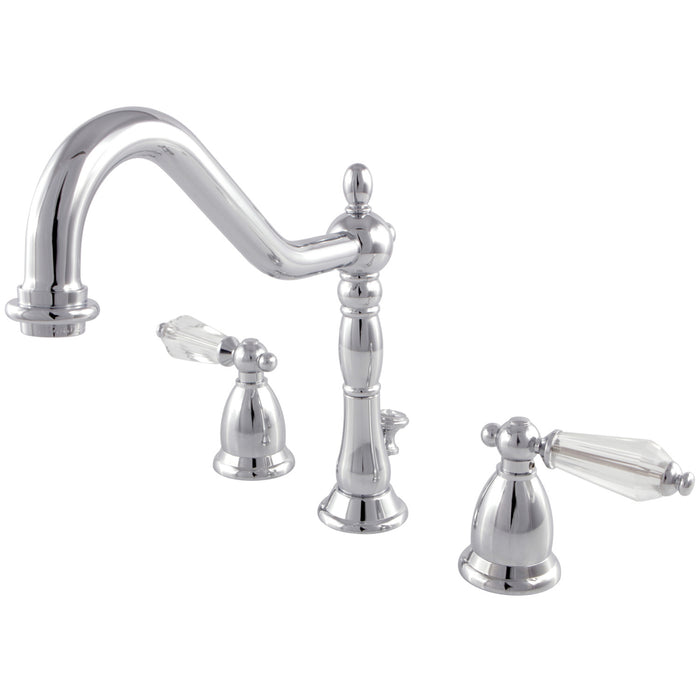 Wilshire KS1991WLL Two-Handle 3-Hole Deck Mount Widespread Bathroom Faucet with Brass Pop-Up, Polished Chrome