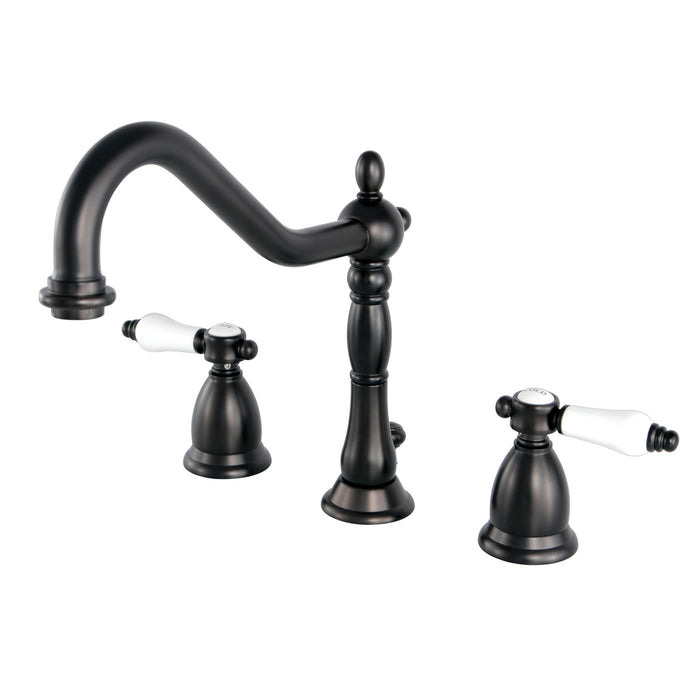 Bel-Air KS1995BPL Two-Handle 3-Hole Deck Mount Widespread Bathroom Faucet with Brass Pop-Up, Oil Rubbed Bronze