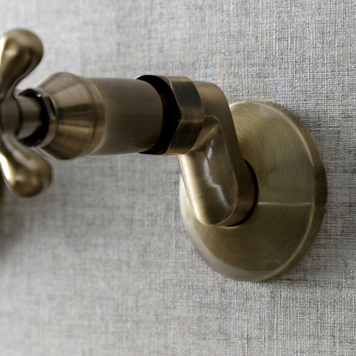 Kingston Heirloom KS213AB - Kingston Two-Handle 2-Hole Wall Mount Bridge Kitchen Faucet, Antique Brass