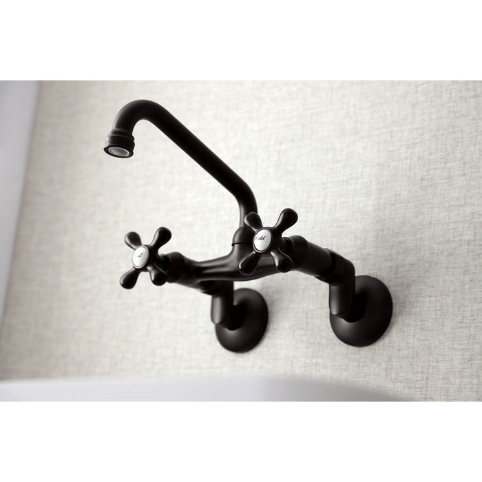 Kingston KS213ORB Two-Handle 2-Hole Wall Mount Kitchen Faucet, Oil Rubbed Bronze