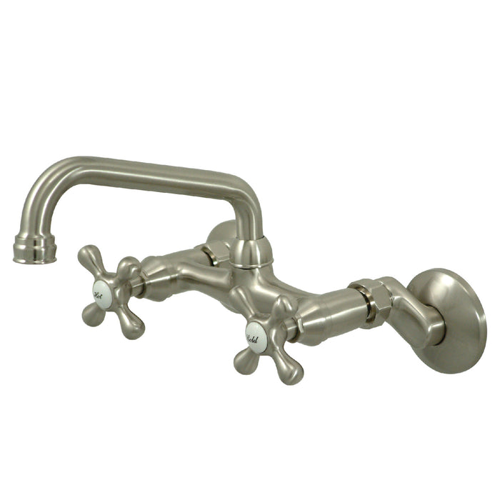 Kingston KS213SN Two-Handle 2-Hole Wall Mount Kitchen Faucet, Brushed Nickel