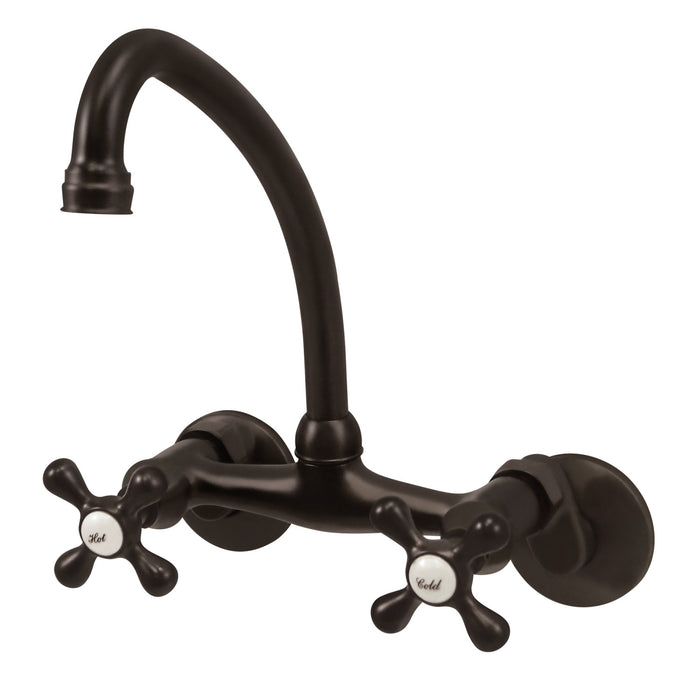 Kingston KS214ORB Two-Handle 2-Hole Wall Mount Kitchen Faucet, Oil Rubbed Bronze