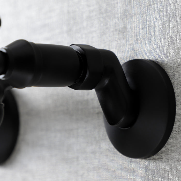 Kingston Heirloom KS215MB - Kingston Double-Handle 2-Hole Wall Mount Bathroom Faucet, Matte Black