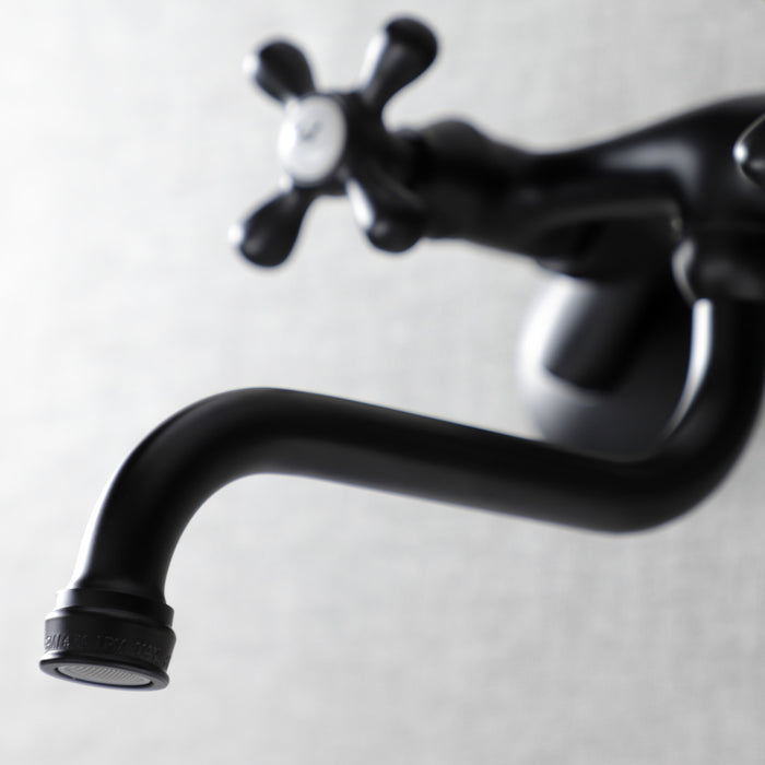 Kingston Heirloom KS215MB - Kingston Double-Handle 2-Hole Wall Mount Bathroom Faucet, Matte Black