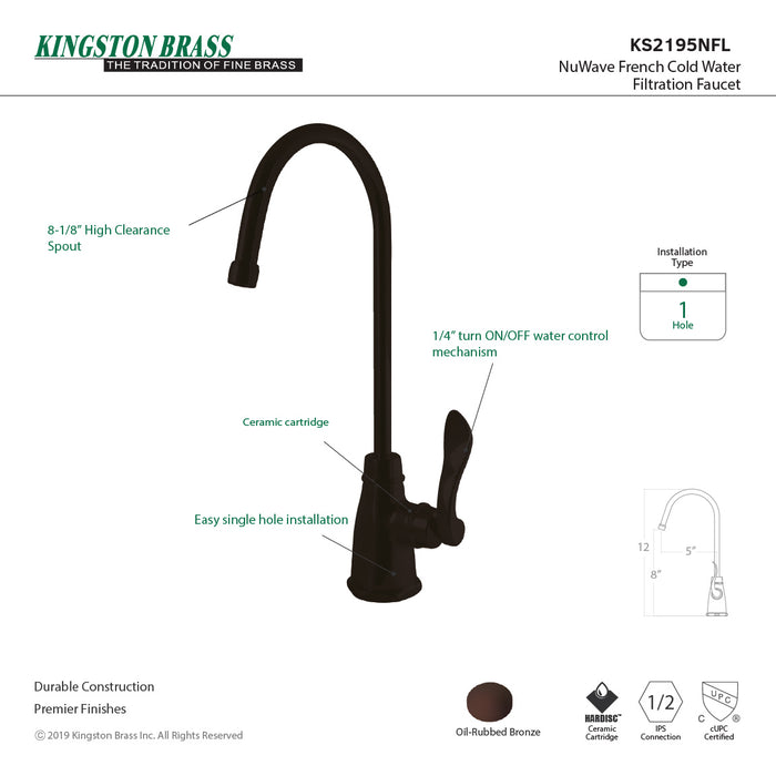NuWave French KS2195NFL Single-Handle 1-Hole Deck Mount Water Filtration Faucet, Oil Rubbed Bronze