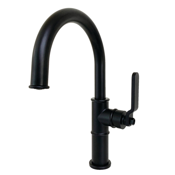 Whitaker KS2230KL Single-Handle 1-Hole Deck Mount Bathroom Faucet with Push Pop-Up, Matte Black