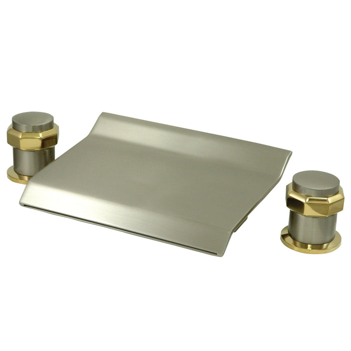 Kingston Milano KS2249AR Two-Handle 3-Hole Deck Mount Roman Tub Faucet, Brushed Nickel/Polished Brass