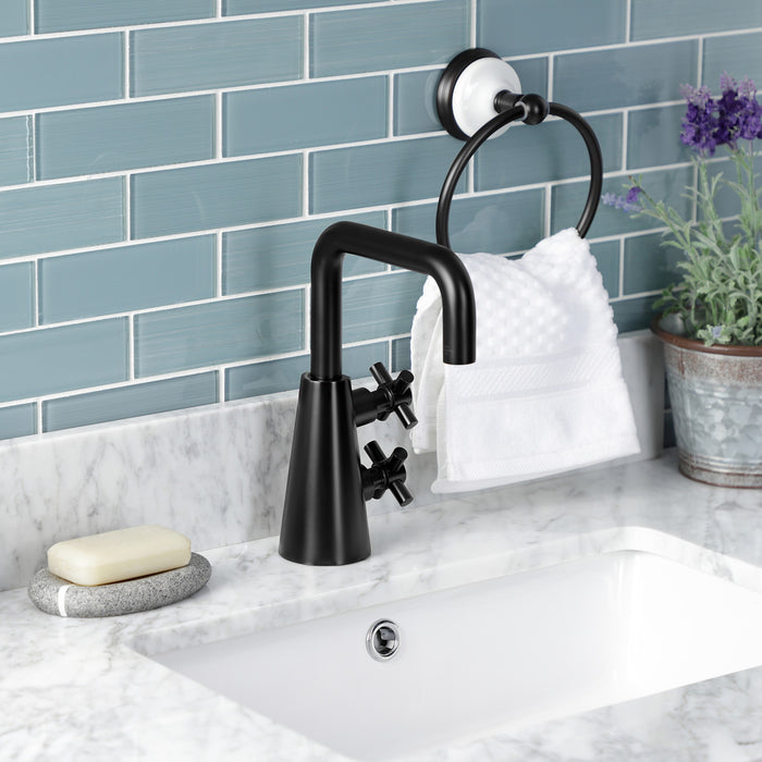 Constantine KS2260DX Two-Handle 1-Hole Deck Mount Bathroom Faucet with Push Pop-Up, Matte Black