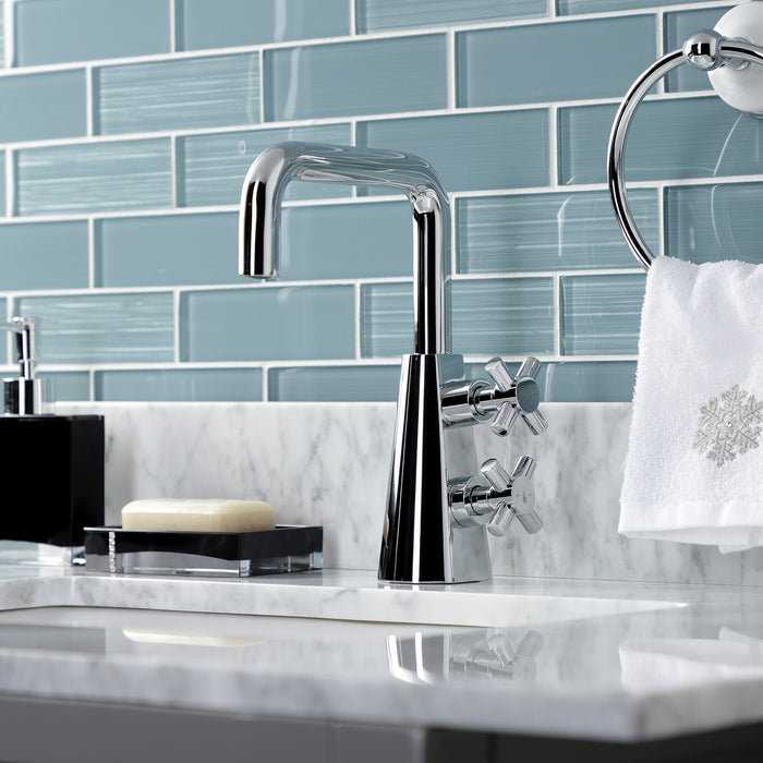 Kingston Sona KS2261DX - Constantine Two-Handle 1-Hole Bathroom Faucet with Push Pop-Up Drain, Polished Chrome