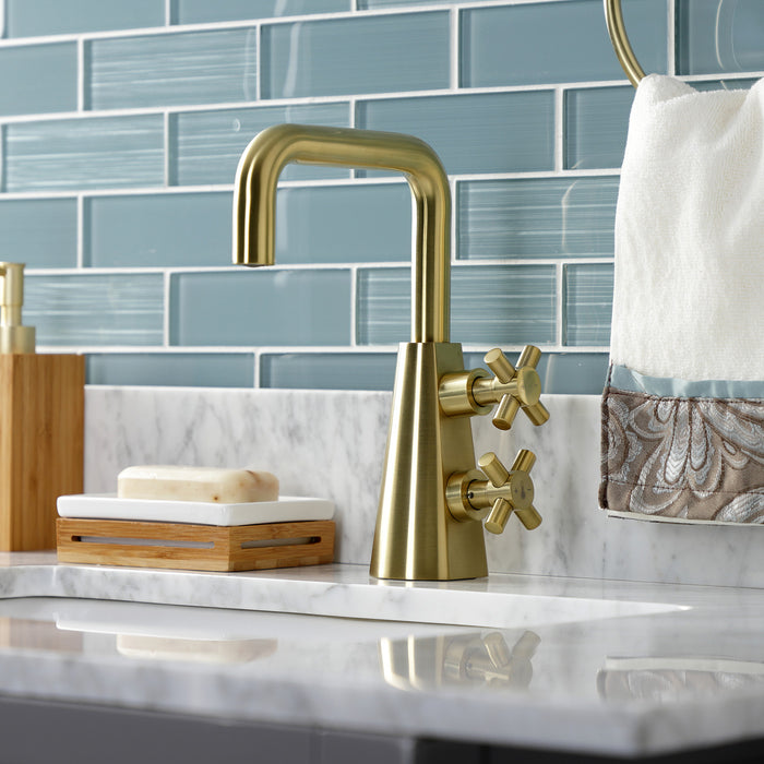 Kingston Sona KS2267DX - Constantine Two-Handle 1-Hole Bathroom Faucet with Push Pop-Up Drain, Brushed Brass