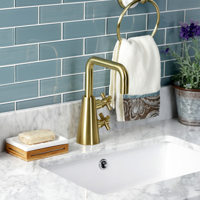 Kingston Sona KS2267DX - Constantine Two-Handle 1-Hole Bathroom Faucet with Push Pop-Up Drain, Brushed Brass