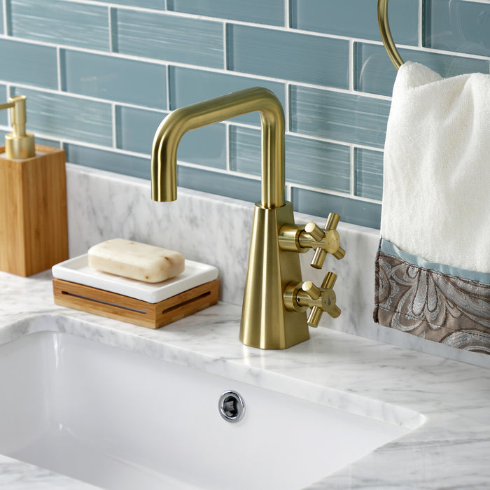Kingston Sona KS2267DX - Constantine Two-Handle 1-Hole Bathroom Faucet with Push Pop-Up Drain, Brushed Brass