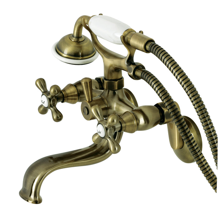 Kingston KS226AB Two-Handle Clawfoot Tub Faucet with Hand Shower, Antique Brass
