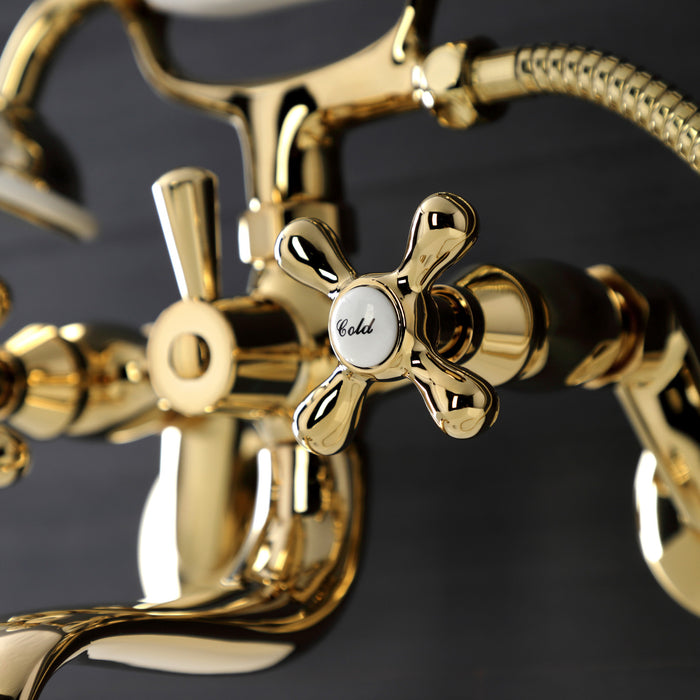 Kingston Heirloom KS226PB - Kingston Two-Handle Clawfoot Tub Faucet with Hand Shower, Polished Brass