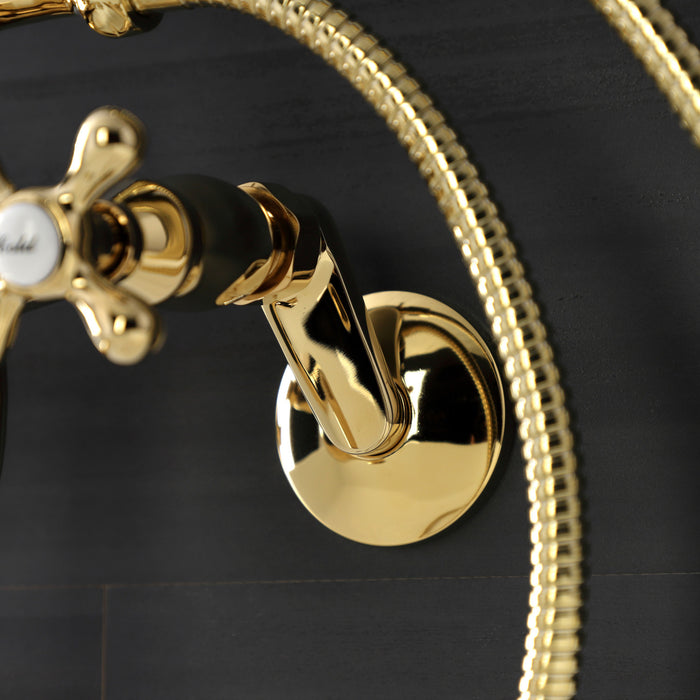 Kingston Heirloom KS226PB - Kingston Two-Handle Clawfoot Tub Faucet with Hand Shower, Polished Brass