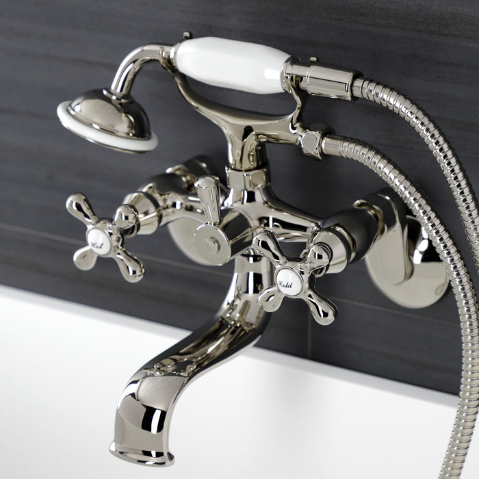 Kingston KS226PN Two-Handle Clawfoot Tub Faucet with Hand Shower, Polished Nickel