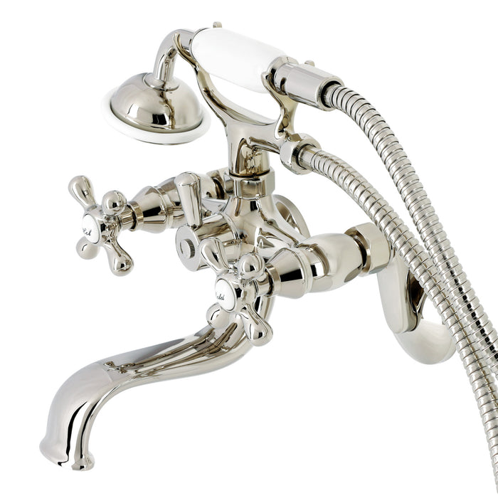 Kingston KS226PN Two-Handle Clawfoot Tub Faucet with Hand Shower, Polished Nickel