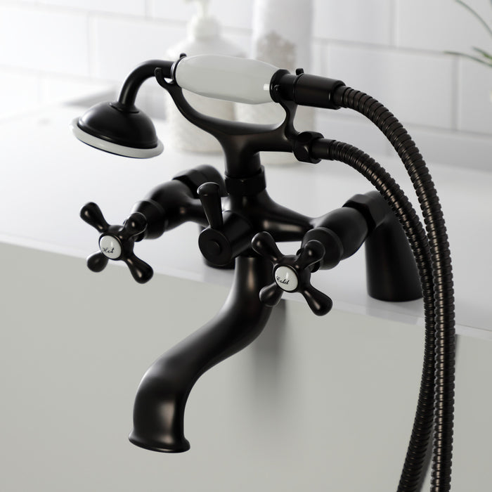 Kingston Heirloom KS227ORB - Kingston Three-Handle 2-Hole Deck-Mount Clawfoot Tub Faucet with Hand Shower, Oil Rubbed Bronze
