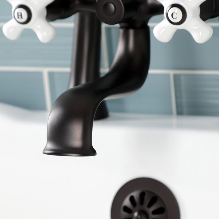 Kingston KS228PXORB Three-Handle 2-Hole Deck Mount Clawfoot Tub Faucet with Hand Shower, Oil Rubbed Bronze