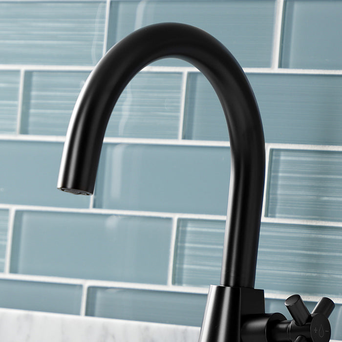 Kingston Sona KS2290DX - Constantine Two-Handle 1-Hole Bathroom Faucet with Push Pop-Up Drain, Matte Black