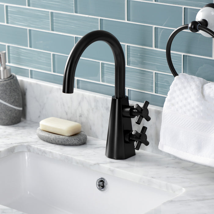 Kingston Sona KS2290DX - Constantine Two-Handle 1-Hole Bathroom Faucet with Push Pop-Up Drain, Matte Black