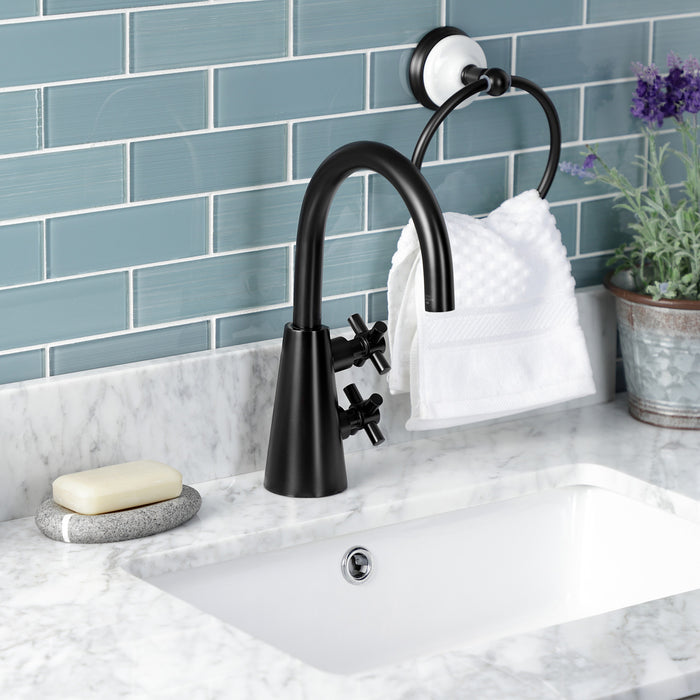 Kingston Sona KS2290DX - Constantine Two-Handle 1-Hole Bathroom Faucet with Push Pop-Up Drain, Matte Black