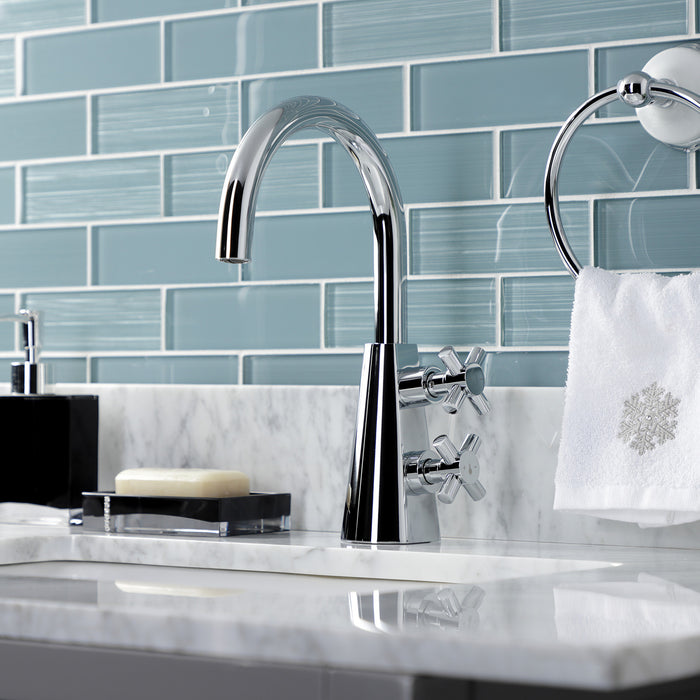 Kingston Sona KS2291DX - Constantine Two-Handle 1-Hole Bathroom Faucet with Push Pop-Up Drain, Polished Chrome