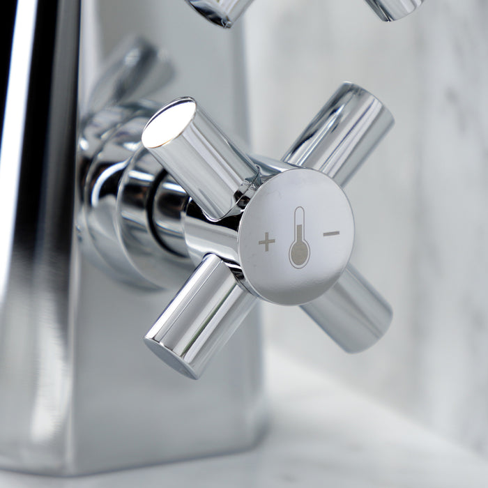 Constantine KS2291DX Two-Handle 1-Hole Deck Mount Bathroom Faucet with Push Pop-Up, Polished Chrome