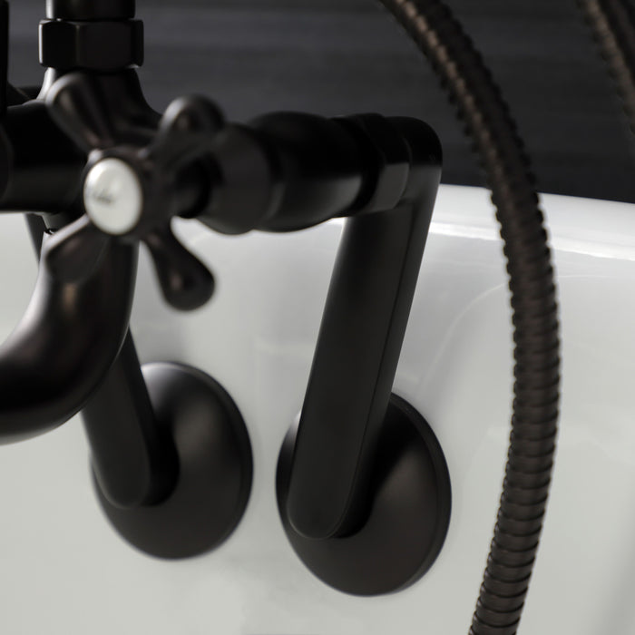 Kingston Heirloom KS229ORB - Kingston Three-Handle 2-Hole Tub Wall Mount Clawfoot Tub Faucet with Handshower, Oil Rubbed Bronze