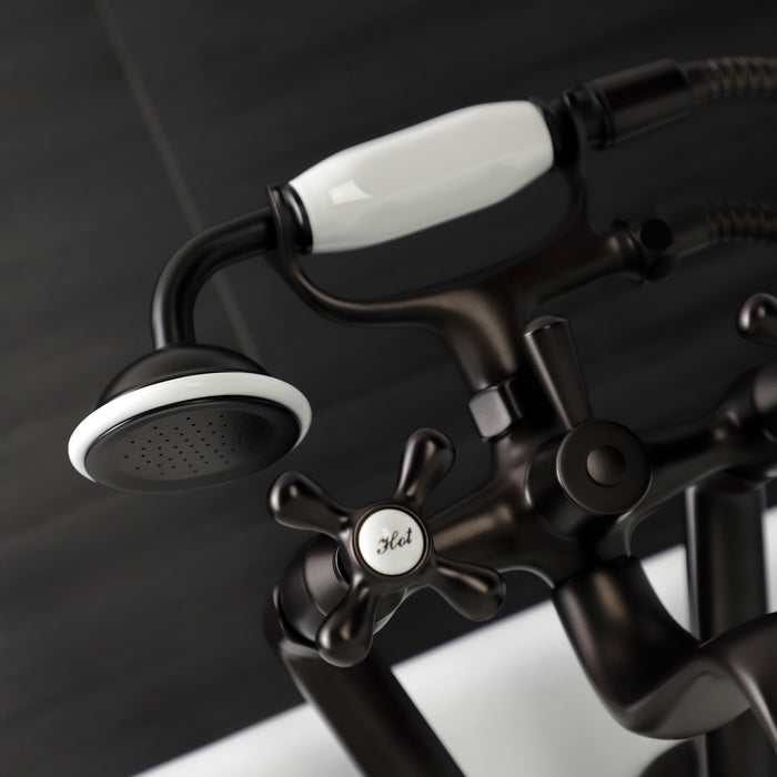 Kingston Heirloom KS229ORB - Kingston Three-Handle 2-Hole Tub Wall Mount Clawfoot Tub Faucet with Handshower, Oil Rubbed Bronze