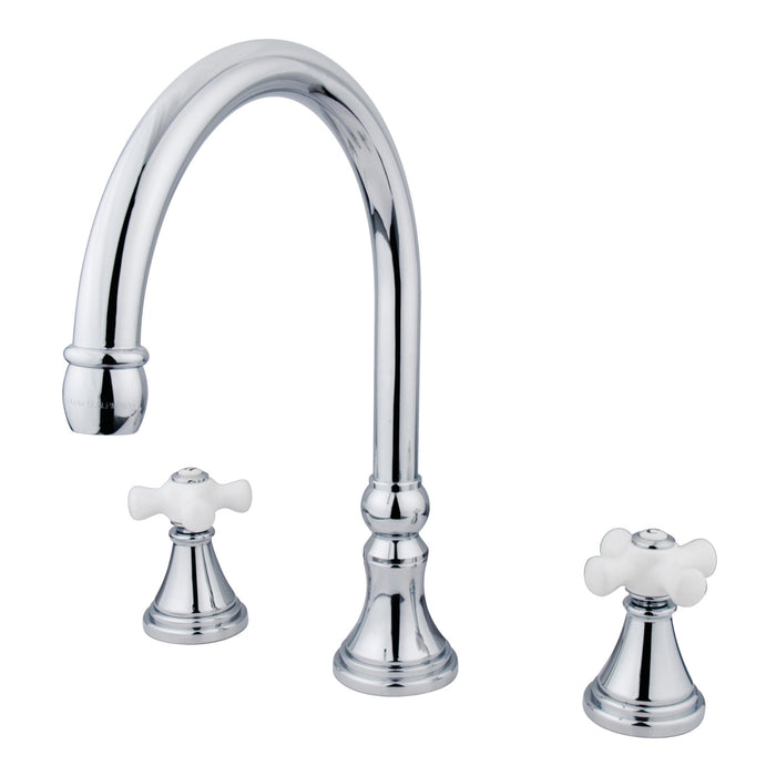 Kingston Tulare KS2341PX - Roman Two-Handle 3-Hole Deck Mount Roman Tub Faucet, Polished Chrome