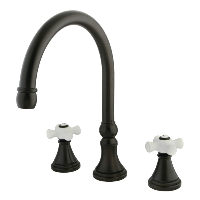 Kingston Tulare KS2345PX - Roman Two-Handle 3-Hole Deck Mount Roman Tub Faucet, Oil Rubbed Bronze