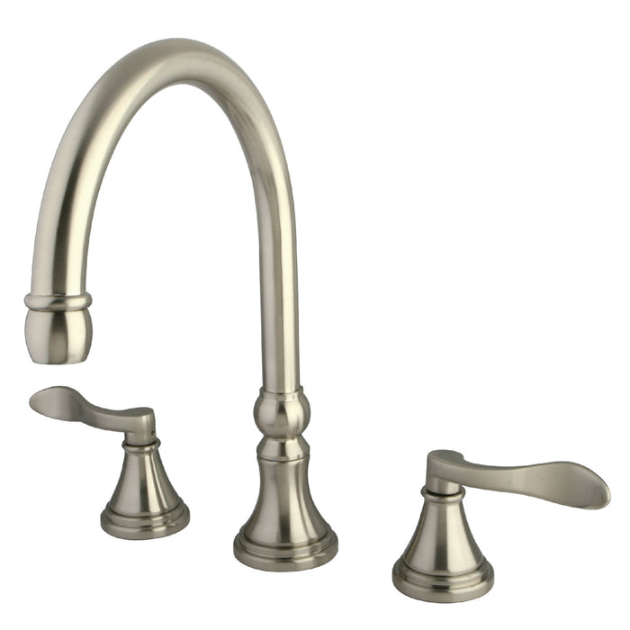 NuFrench KS2348DFL Two-Handle 3-Hole Deck Mount Roman Tub Faucet, Brushed Nickel