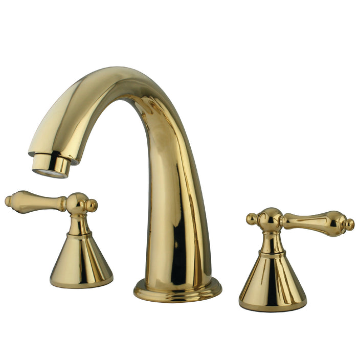 Kingston Tulare KS2362AL - Naples Two-Handle 3-Hole Deck Mount Roman Tub Faucet, Polished Brass