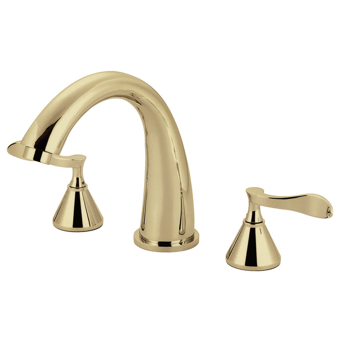 Kingston Tulare KS2362CFL - Century Two-Handle 3-Hole Deck Mount Roman Tub Faucet, Polished Brass