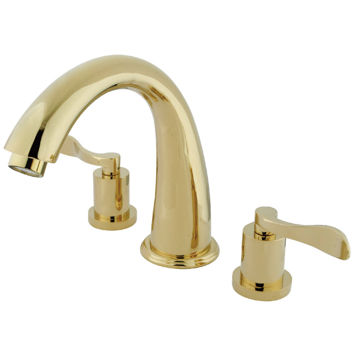Kingston Tulare KS2362DFL - Vintage Two-Handle 3-Hole Deck Mount Roman Tub Faucet, Polished Brass