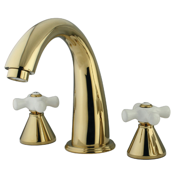 Kingston Tulare KS2362PX - Naples Two-Handle 3-Hole Deck Mount Roman Tub Faucet, Polished Brass