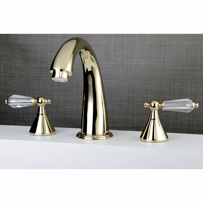 Wilshire KS2362WLL Two-Handle 3-Hole Deck Mount Roman Tub Faucet, Polished Brass