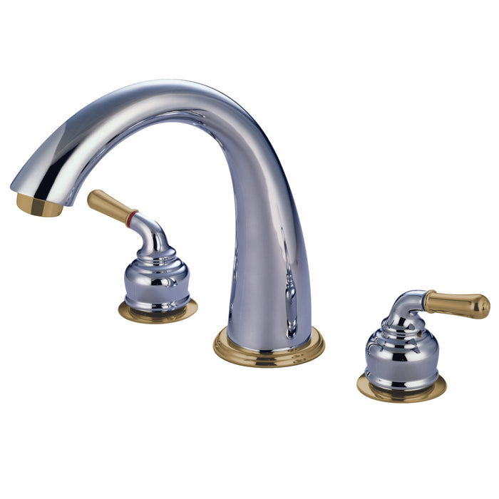 Kingston Tulare KS2364 - Milano Two-Handle 3-Hole Deck Mount Roman Tub Faucet, Polished Chrome/Polished Brass