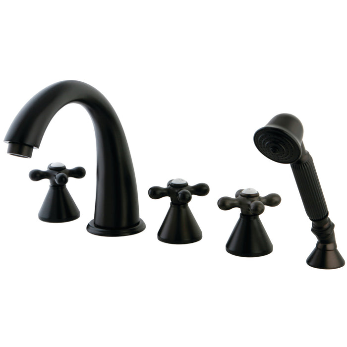 Roman KS23655AX Three-Handle 5-Hole Deck Mount Roman Tub Faucet with Hand Shower, Oil Rubbed Bronze