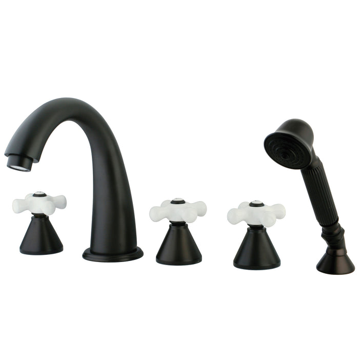 Milano KS23655PX Three-Handle 5-Hole Deck Mount Roman Tub Faucet with Hand Shower, Oil Rubbed Bronze