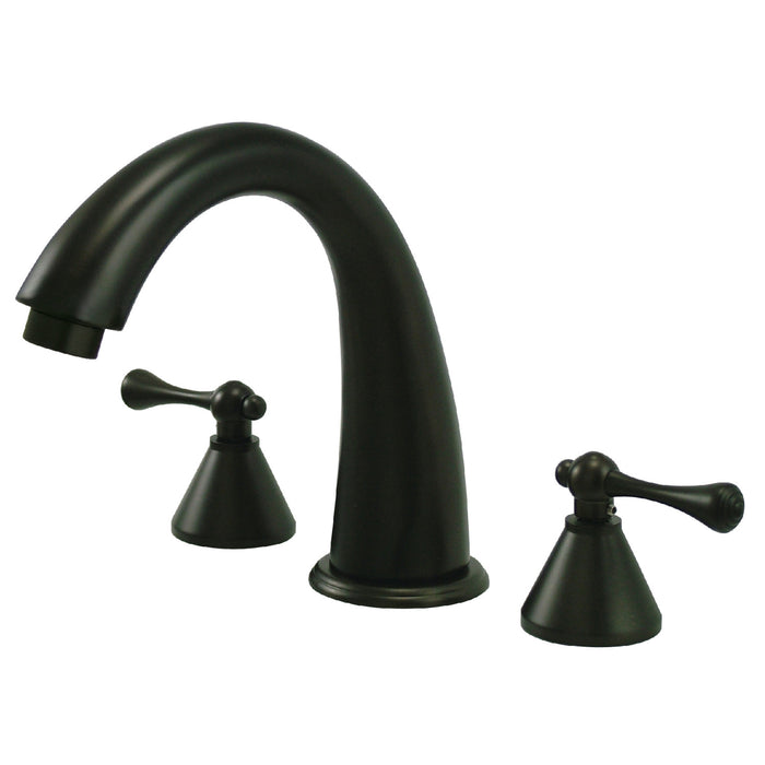 Kingston Tulare KS2365BL - English Country Two-Handle 3-Hole Deck Mount Roman Tub Faucet, Oil Rubbed Bronze