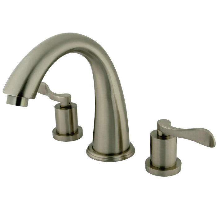 Kingston Tulare KS2368DFL - Vintage Two-Handle 3-Hole Deck Mount Roman Tub Faucet, Brushed Nickel